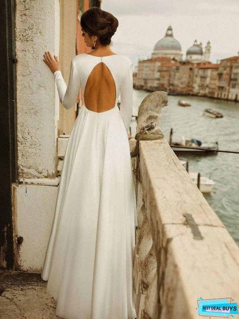 Elegant Long Sleeve Belt Slit V-Neck Evening Dress