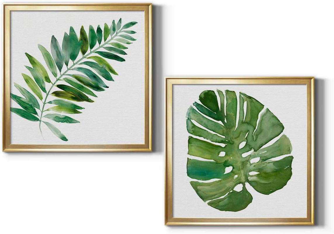 Floral Wall Art, Wall Dcor Canvas, Classic, Geometric, Abstract, Transitional, & Country Chic, Ready to Hang - Gold Framed, Tropical Frond II 22X22 22X22