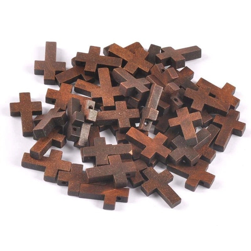 5 Pieces Wooden Perforated Cross Beaded Bracelet Necklace Accessories 50/Pack For Designed