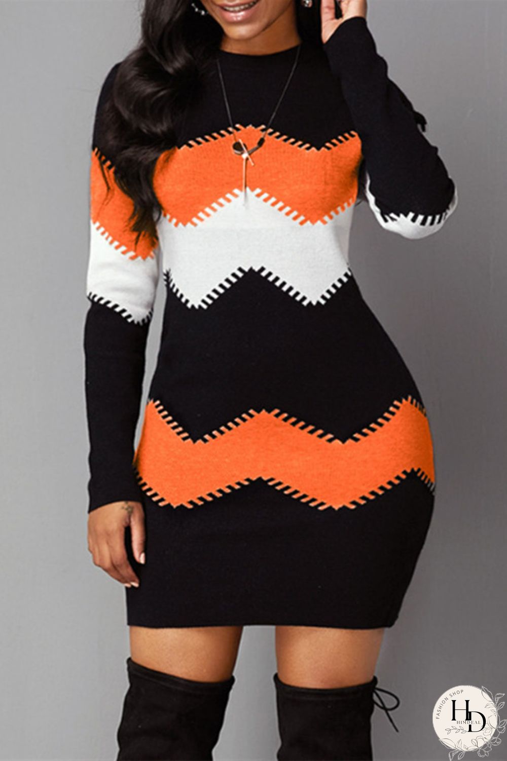 Blue Casual Print Patchwork O Neck Long Sleeve Dresses