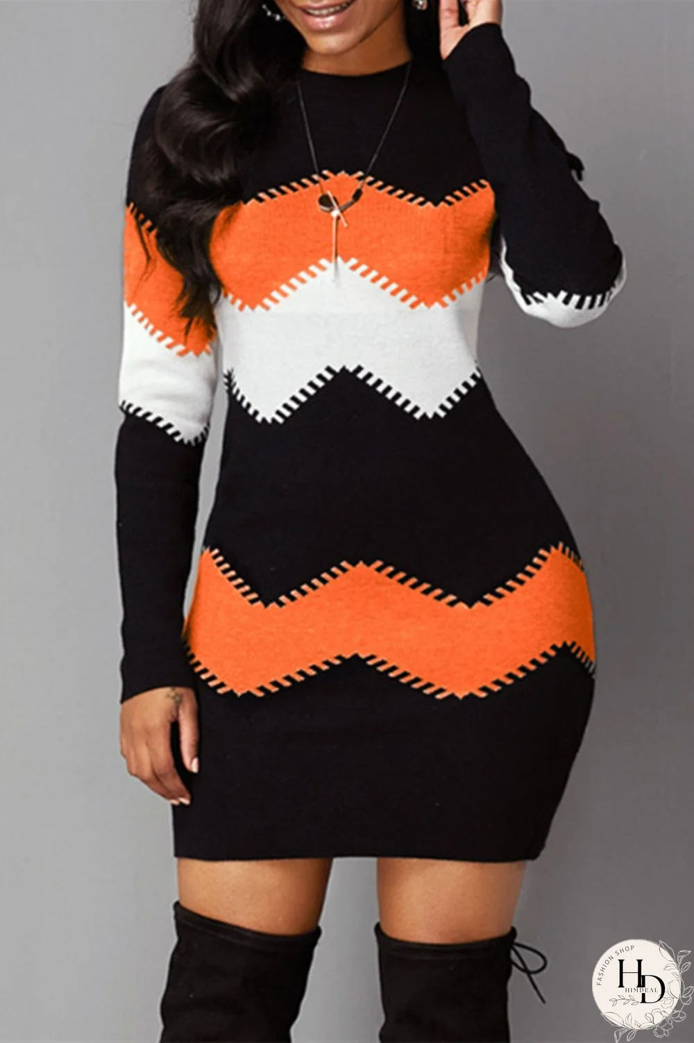 Blue Casual Print Patchwork O Neck Long Sleeve Dresses