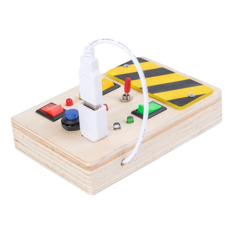 Popular Children’s Early Education Wooden LED Light Socket Switch Busy Board Toy Hands-on Wooden Toy