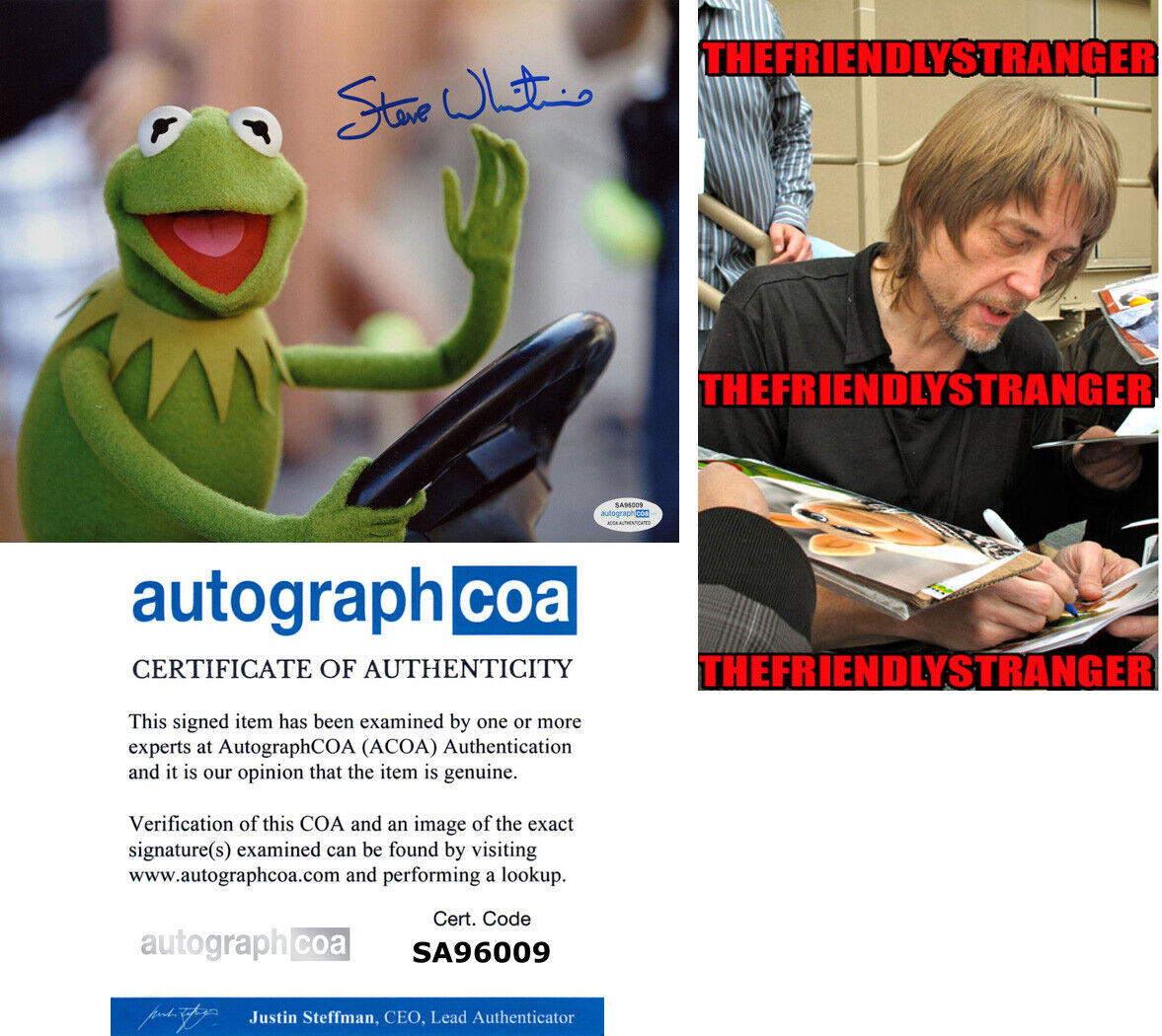 STEVE WHITMIRE signed Autographed KERMIT THE FROG