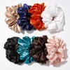 8PCS Satin Plain Colors Hair Band Scrunchie
