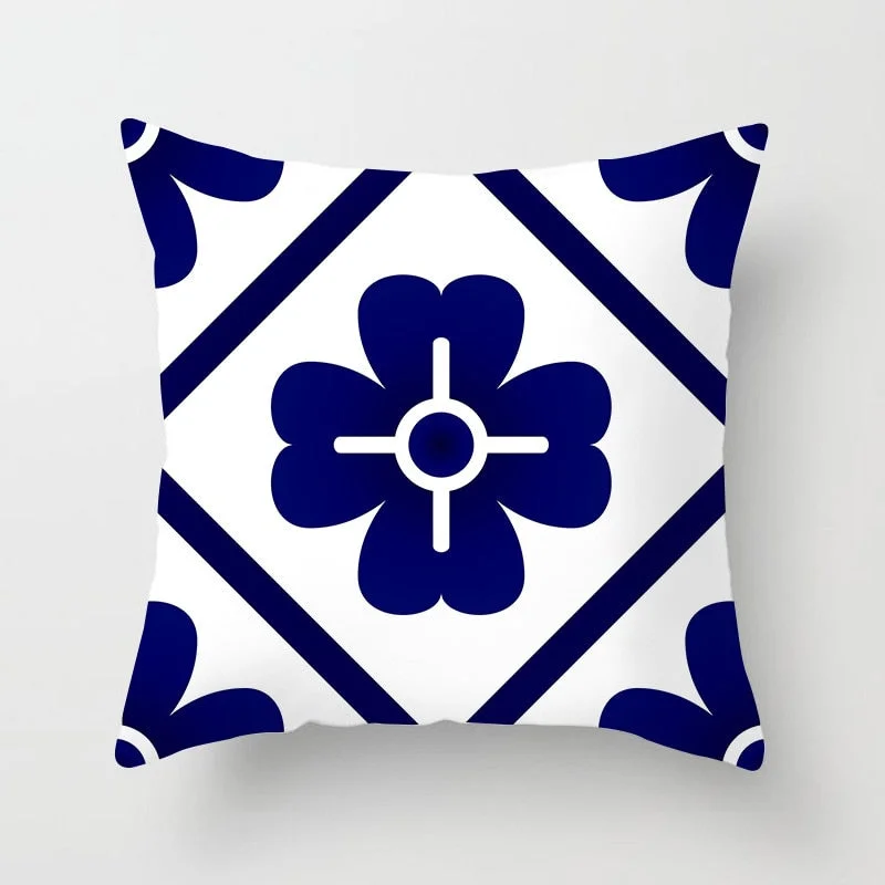 Blue White Porcelain Print Cushions Case Bohemian Style Mandala Geometry Pillows Case Modern Fashion Sofa Chairs Throw Pillows