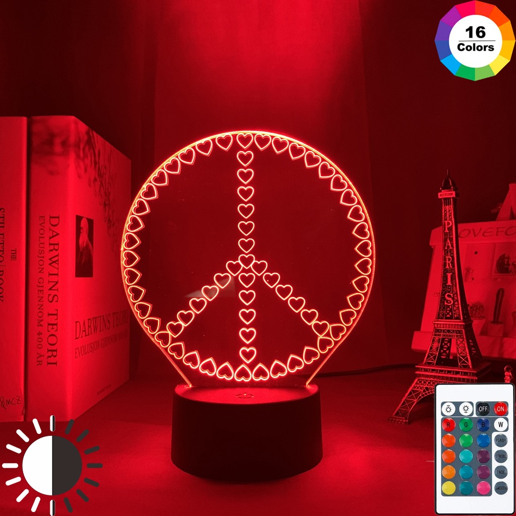 

Peace Symbols - LED Night Light, 7 colors no remote, 501 Original