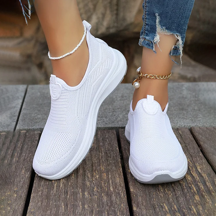 Knitted Round Toe Casual Slip On Soft-Soled Sneakers