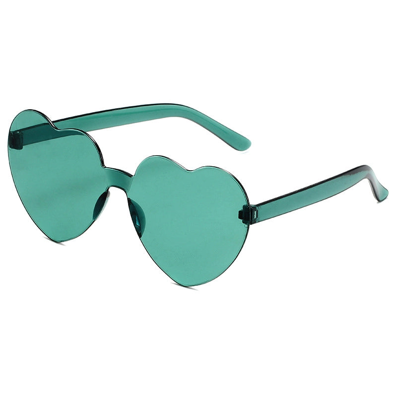 Transparent Jelly Color Love Sunglasses Men’s And Women’s Peach Heart Sunglasses Heart-shaped Conjoined Love Sunglasses