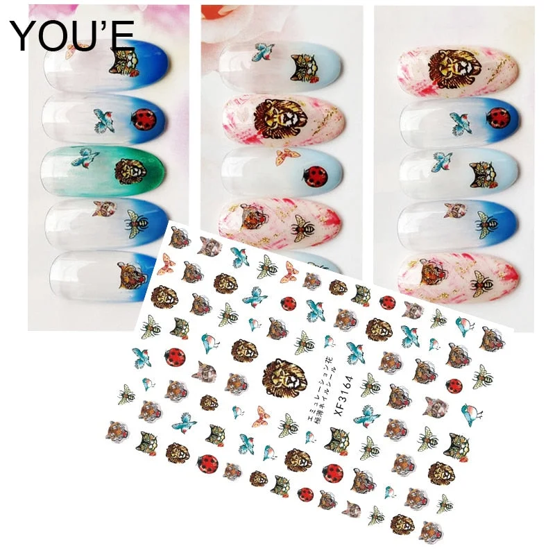 Fashion Flower Avocado Nail Art Stickers for Nails Art Self Adhesive Decals Manicure Design Nails Accessoires Stickers Fruits-Nail Inspo