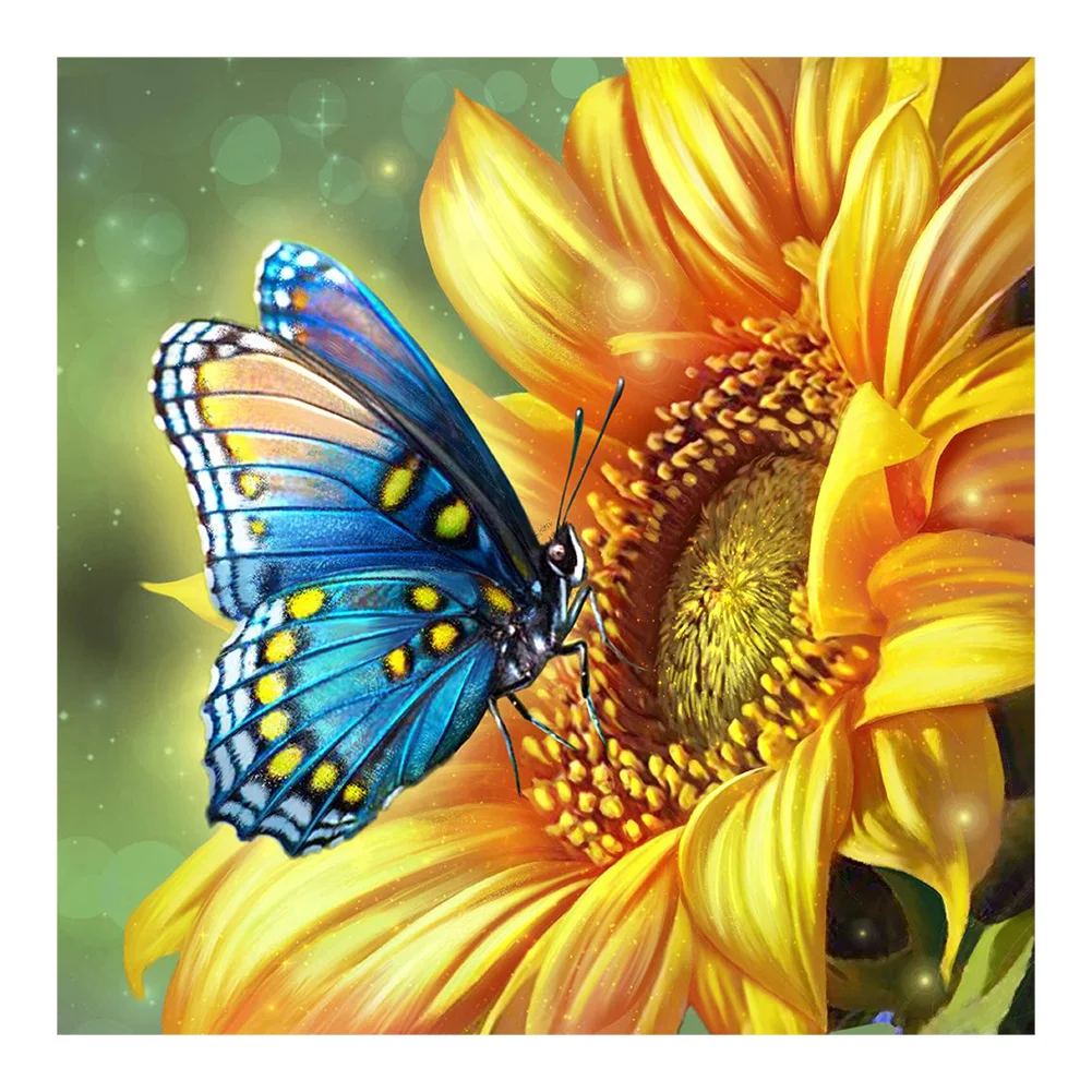 Diamond Painting - Full Round Drill - Butterfly Sunflower(30*30cm)