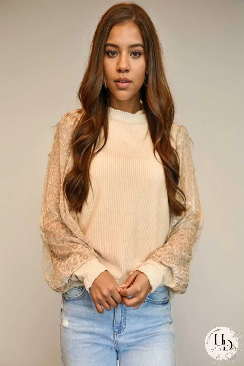 women s loose fit leopard print knit pullover with round neck and casual style top