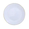 10 Pack | 10" Glossy White Round Plastic Dinner Plates With Gold Rim, Disposable Party Plates