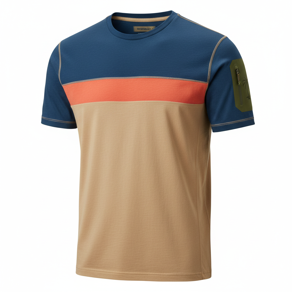 thesupersurf Color-Blocked Casual T-Shirt with Functional Sleeve Pocket 