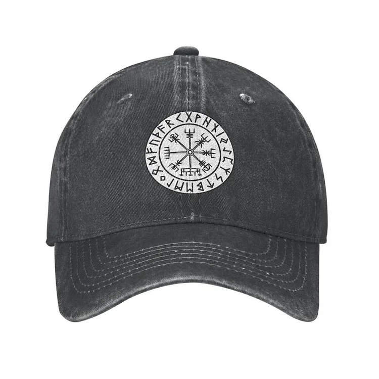 Classic Unisex Cotton Vegvisir Runes Viking Baseball Cap Adult Vikings Compass Tattoo Adjustable Dad Hat for Men Women Hip Hop