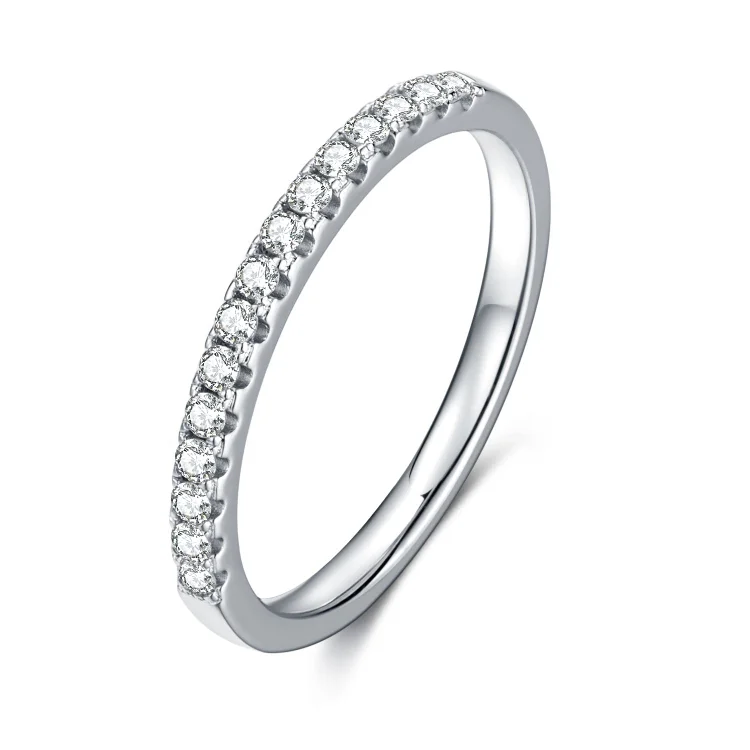 925 Silver Moissanite Engagement Anniversary Band Ring