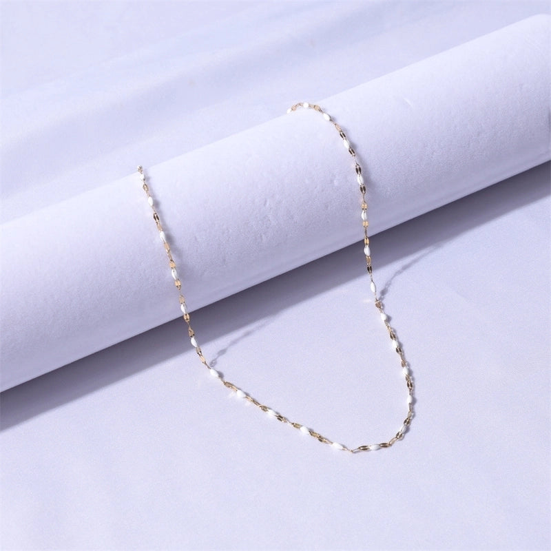 Sweet Color Block Titanium Steel Enamel Necklace