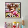 Girl With Puppy-11CT Stamped Cross Stitch 40*40cm/15.75*15.75in