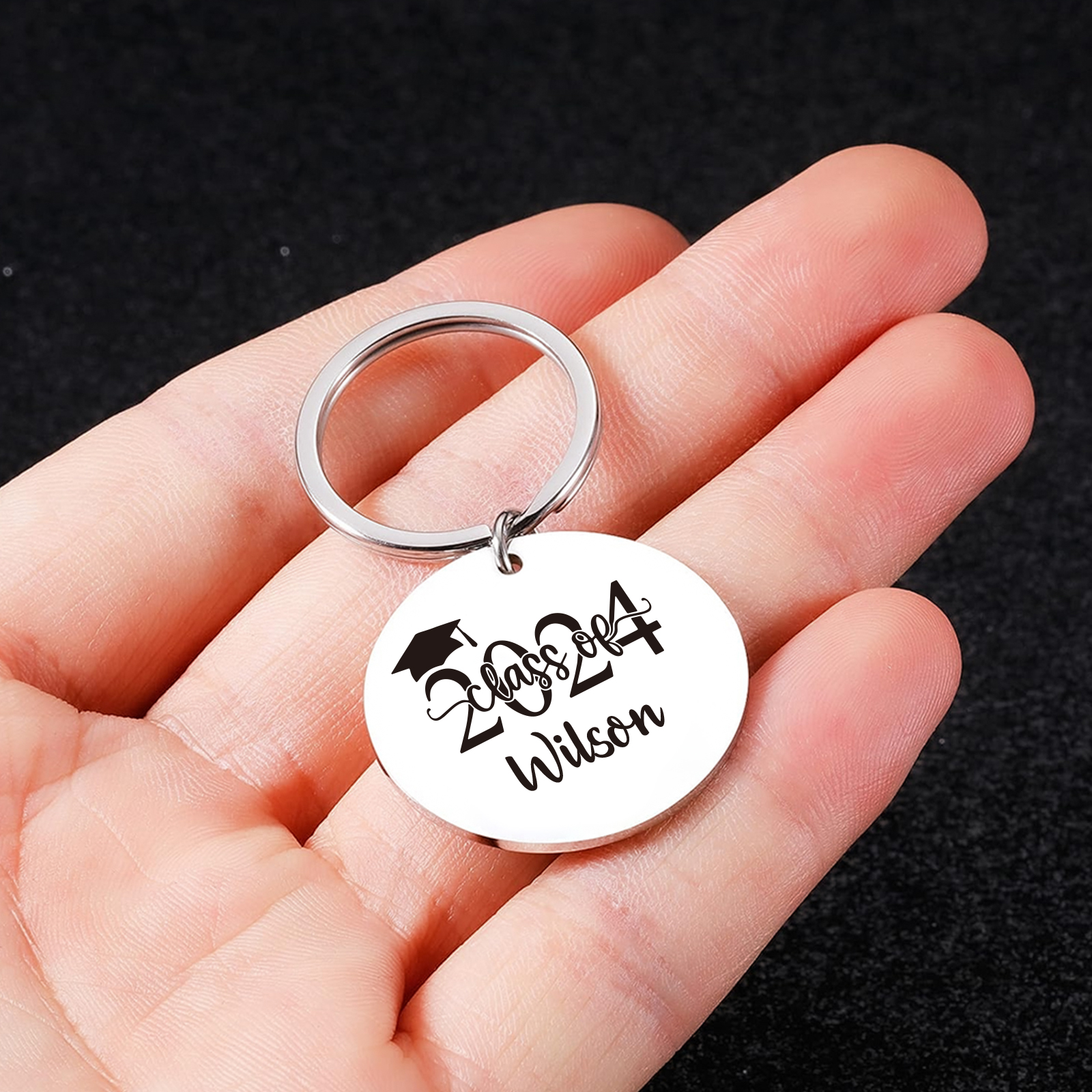 Class of 2024 - Personalised Graduation Circle Keychain Custom Name & Text Keychain Graduation Gift-Jessemade AU