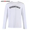 Jack Jones Brand BZSJ series NEW regular fit casualhome pajama rib O-neck letter printing long sleeve top T-shirt men |2183HE501