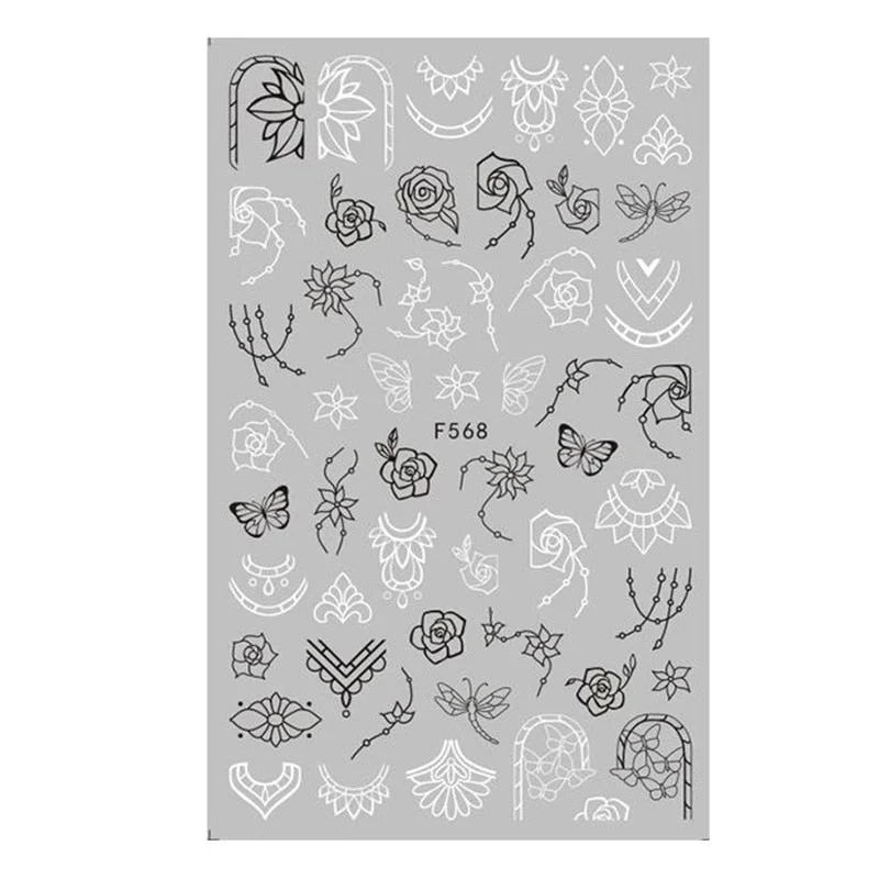 1PC 3D Nail Stickers Fan Leaf Dried Flower Shiny Sliders Nail Art Decorations Lucky Clover Pattern Foil Nail Art Manicure-Nail Inspo