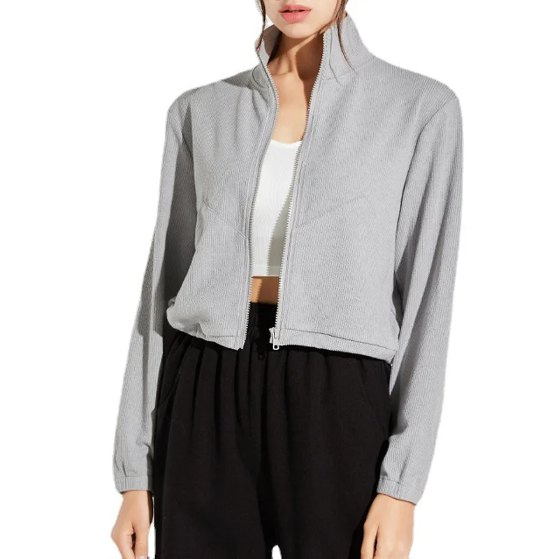 Casual Stand Collar Fleece Zip Jacket