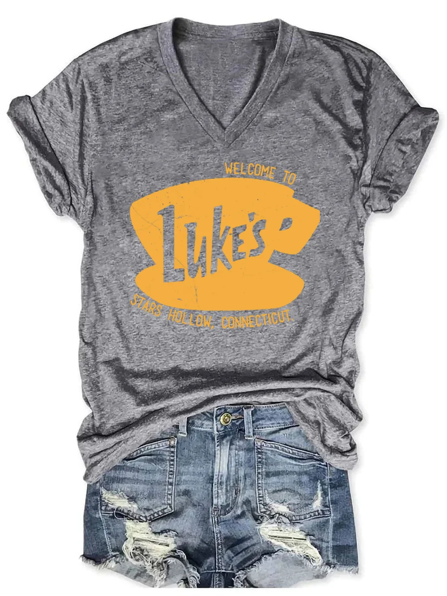 Stars Hollow Luke's Diner V-neck T-shirt