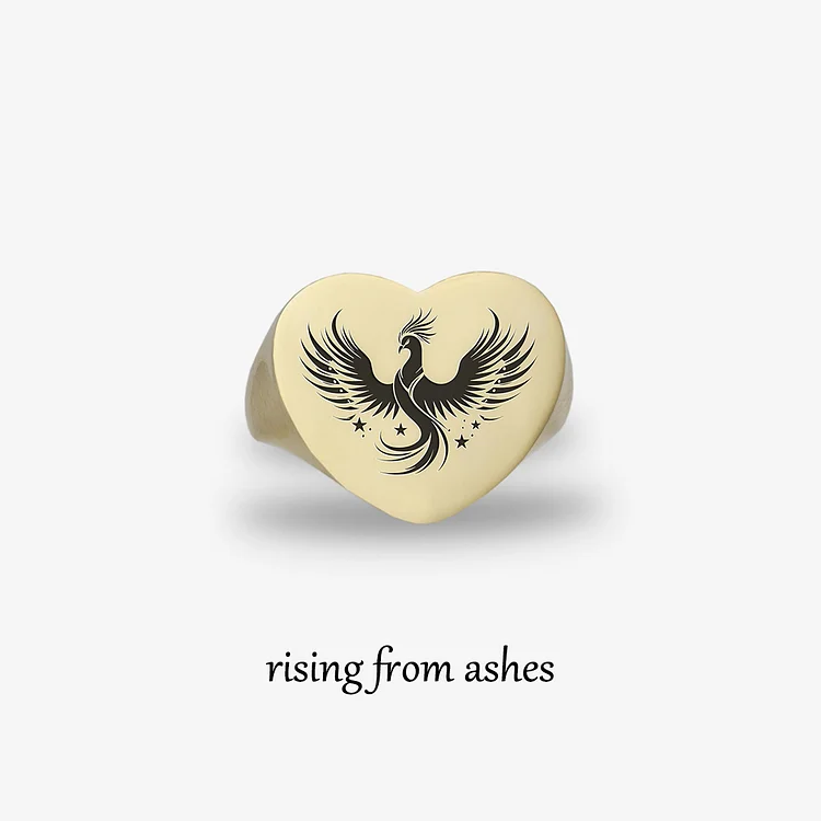 For Self - Set Your Traumas On Fire Phoenix Ring