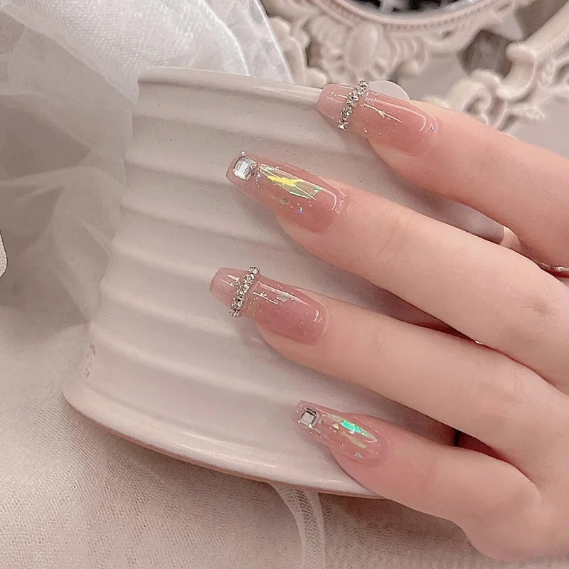 Buyerint 24pcs Wearable Pink Press on Nails – Butterfly Lovely Girl False Nails Tips with Jelly Gel Design  