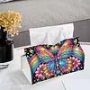(25cm)Rainbow Floral Butterfly DIY Diamond Painting PU Tissue Holder Box