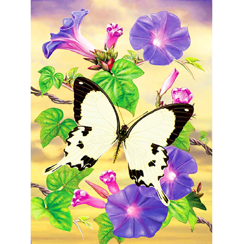 

White Crested Butterfly - Round Drill Diamond Painting - 30*40CM, 501 Original