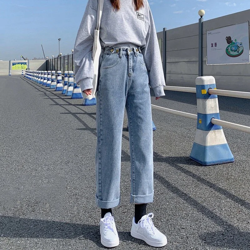 Ankle-length Jeans Women Plus Velvet Thickening All-match Winter Streetwear Solid Female Students Warm Denim Trousers Ulzzang