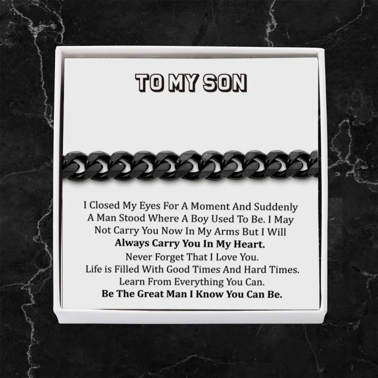 To My Son-Cuban Link Bracelet with Gift Card Gift Box Set-Be The Great Man I Know You Can Be