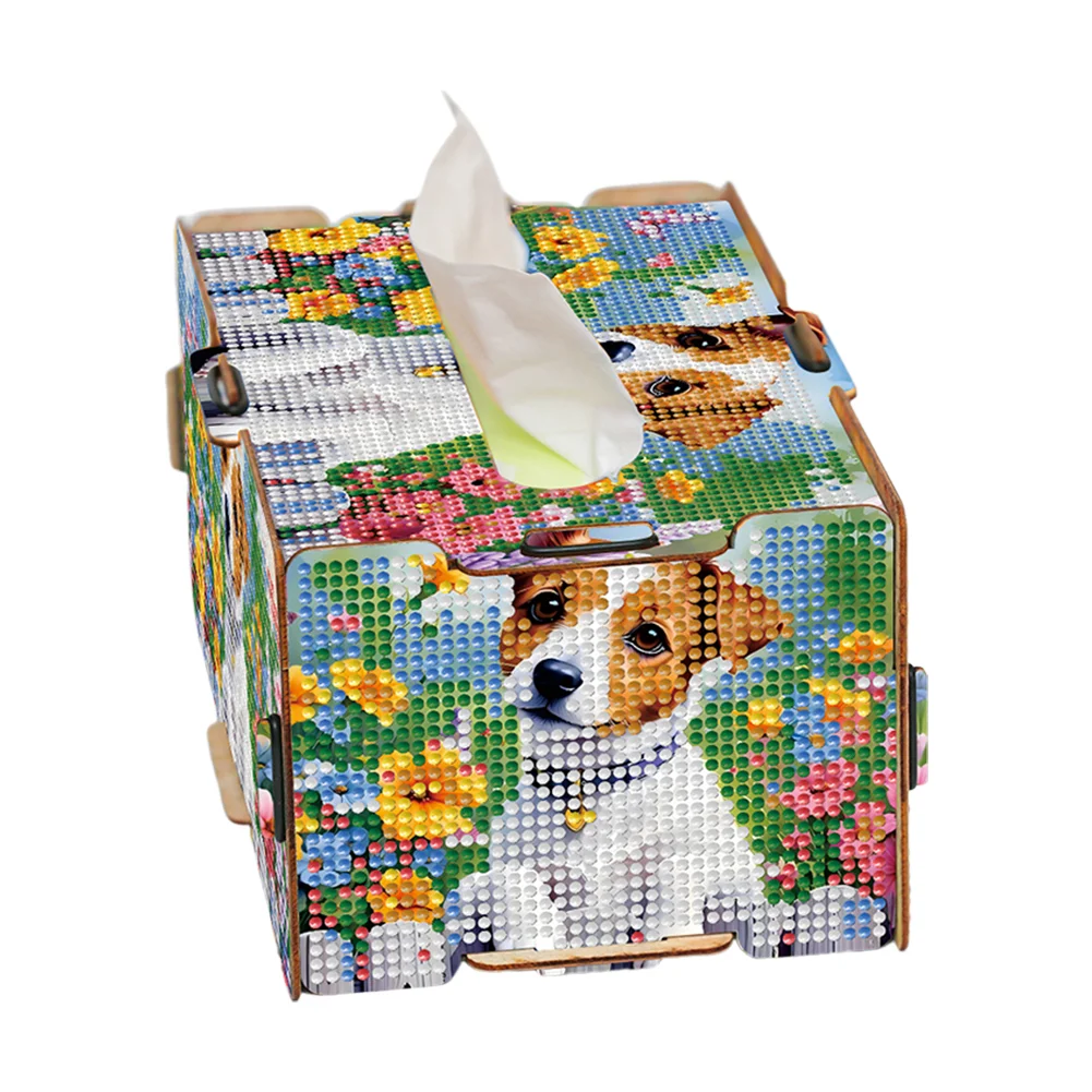 Diamond Painting Tissue Box Kits Decorative Rhinestone Craft Kit (Cute Puppy)