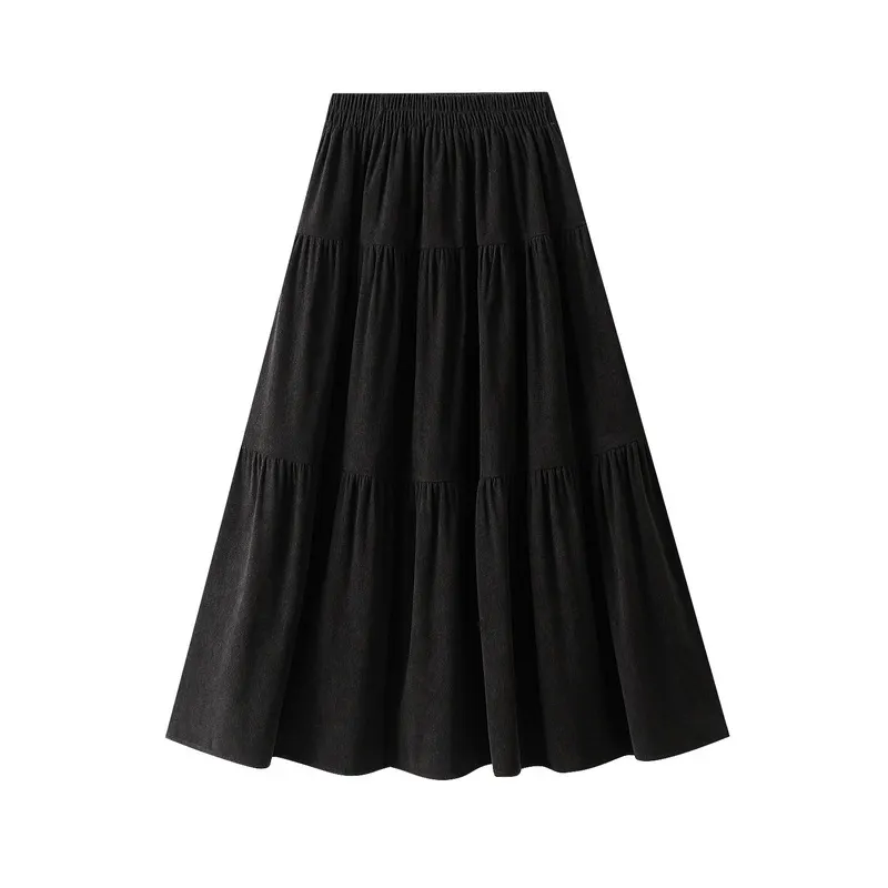 Nigikala Nigikala Velvet Brown Dress A-Word Skirt Women Autumn And Winter Show Thin Long Skirt Long Skirt 2112