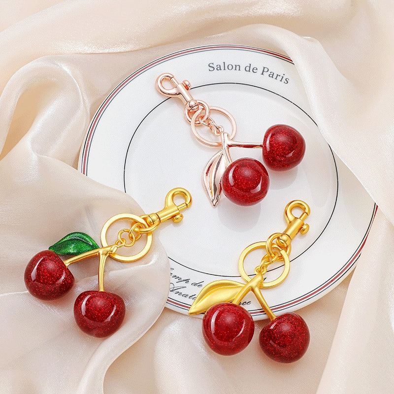 Minimalist Cherry Resin Unisex Bag Pendant Keychain