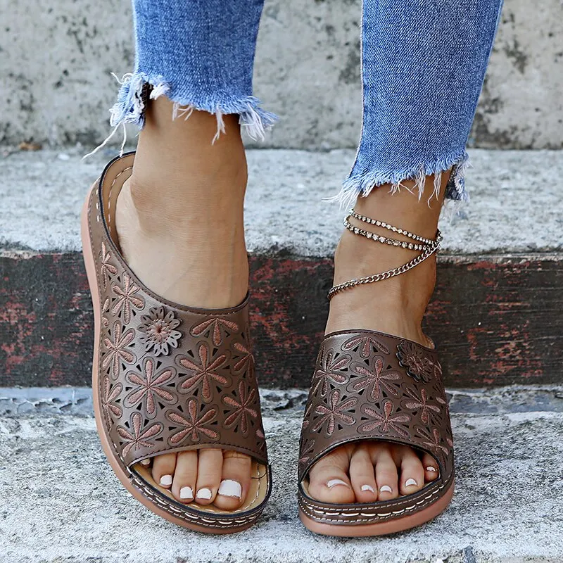 Women Sandals New Casual Summer Shoes Women Wedge Heels Sandals Embroidery Wedges Shoes For Women Summer Sandals Female Slippers