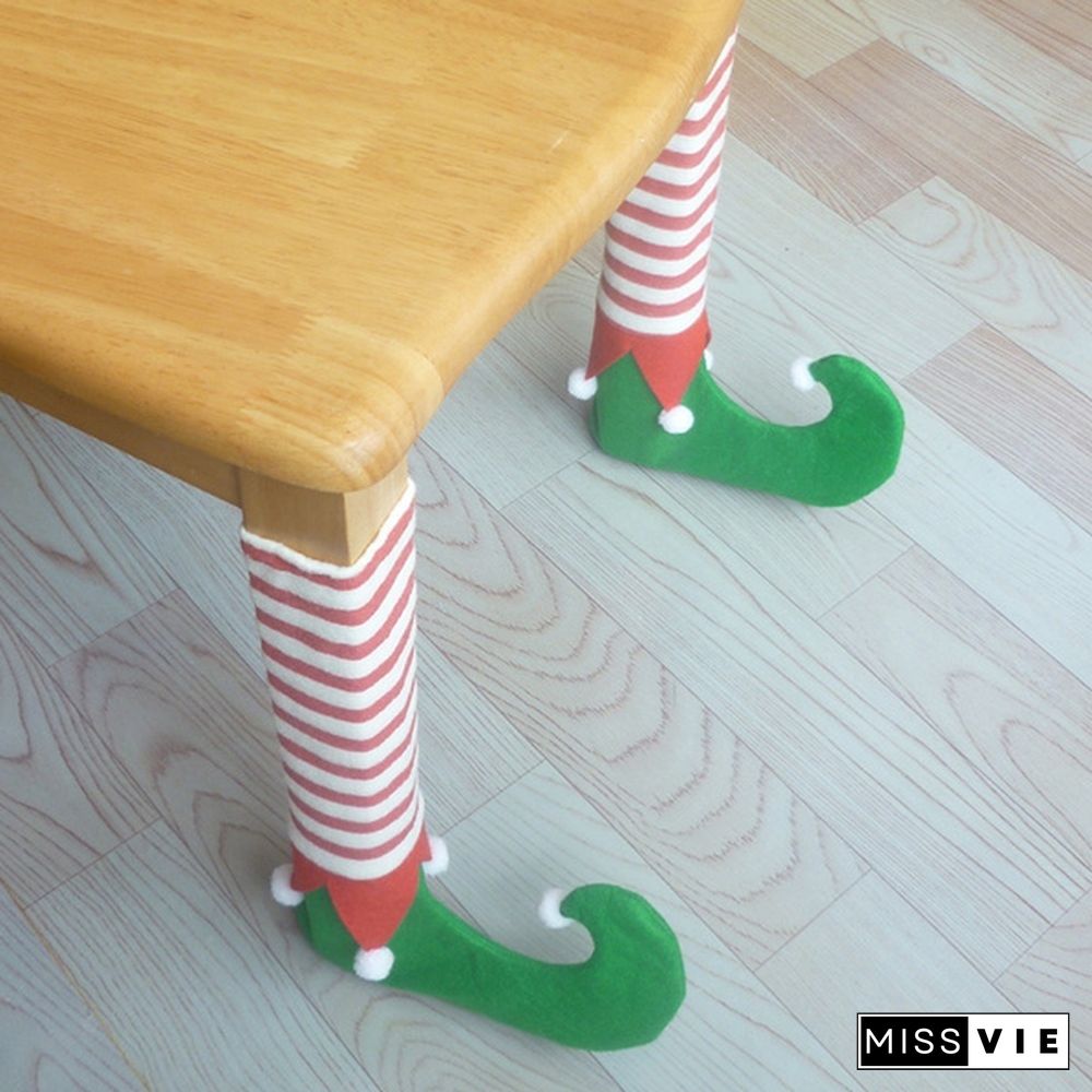 4Pcs/Set Elf Santa Chair Table Leg Covers Christmas Table Decoration Novelty