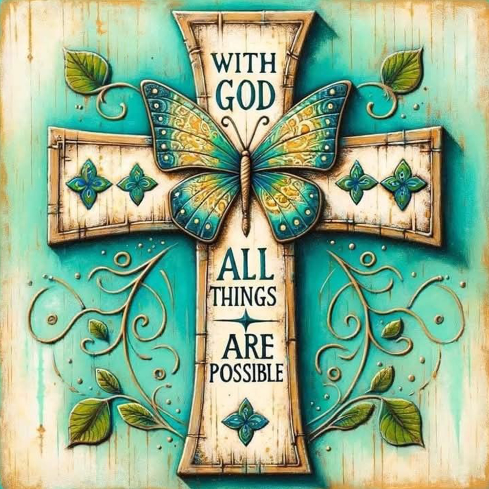 Cross Butterfly 30*30cm(canvas) full round drill diamond painting
