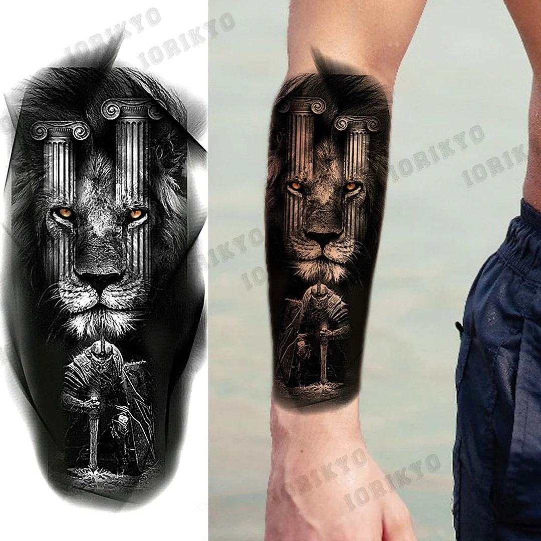 Realistic Devil Skeleton Temporary Tattoos For Men Adult Women Wolf Compass Gangster Fake Tattoo Washable Body Art Tatoo Sticker