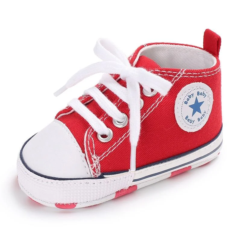 Baby Shoes Boy Girl Star Solid Sneaker Cotton Soft Anti-Slip Sole Newborn Infant First Walkers Toddler Casual Canvas Crib Shoes