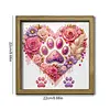 Diamond Painting Special Shaped Drill Dog Paws and Roses With Frame(22x22 CM)