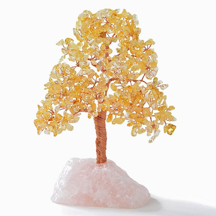 Citrine Bonsai Feng Shui Tree With Rose Quartz Base
