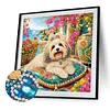 Seaside Maltese Special Shaped 5D DIY Partial Drill Diamond Painting Kits for Adults Beginners Home Decor Diamond Dots Paintings Diamond Art Kit 11.81 x11.81inch