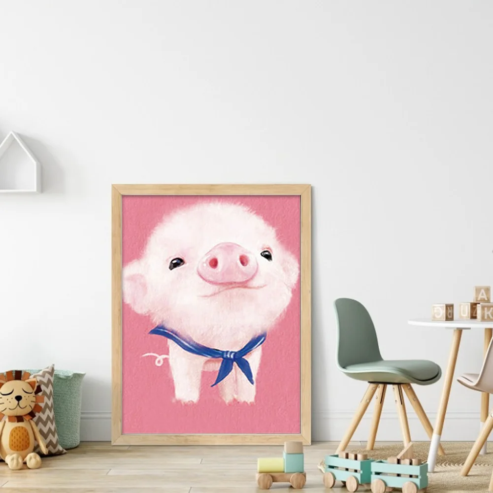 9CT Full Stamped Cross Stitch Bead Embroidery - Pig(Canvas|20*28CM)