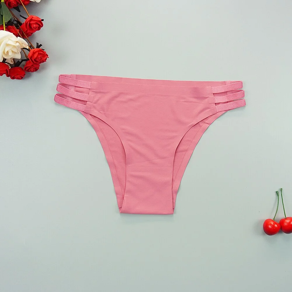 Billionm Women's Seamless Panties Thongs Sexy Intimate Tangas Ice Silk Low-waist T Panty Nylon Female G-Strings Erotic Underwear