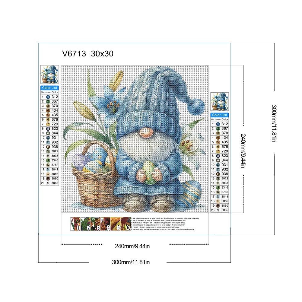 Diamond Painting - Full Round Drill - Easter Gnome(Canvas|30*30cm)