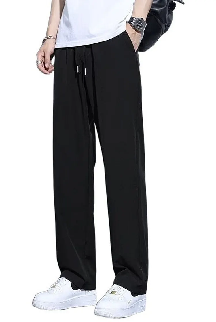Straight Leg Casual Pants with Side Pockets for Summer Wear