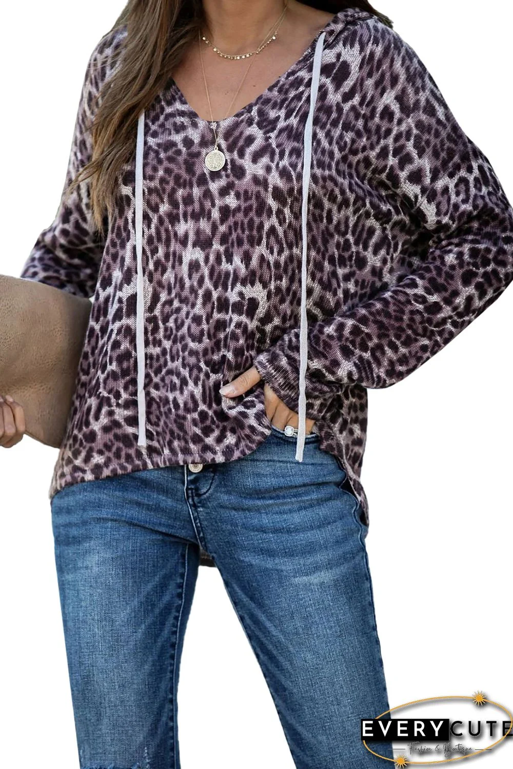 Purple Leopard Boxy Fit Hoodie