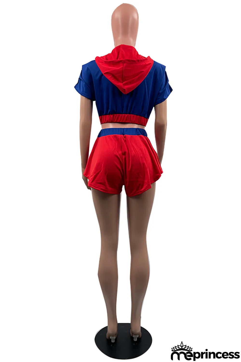 Blue Fashion Casual Solid Patchwork Draw String Hooded Collar Plus Size Two Pieces