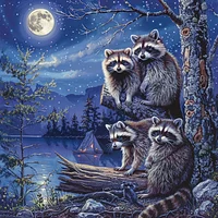 Raccoon Family - Diamond Painting